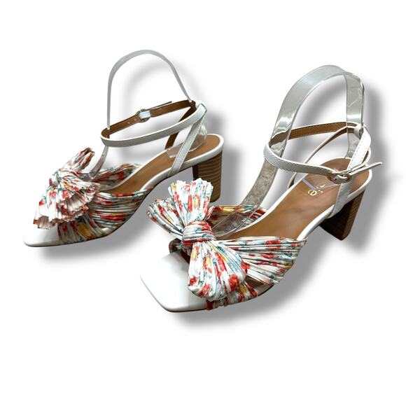 Kensie NWOT Lulus Kadence White Multi Floral Satin Ankle Strap High Heel Sandals - Picture 7 of 13
